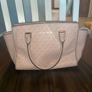 Michael Kors Women's Selma Medium Top-Zip Satchel Signature Logo-BALLET